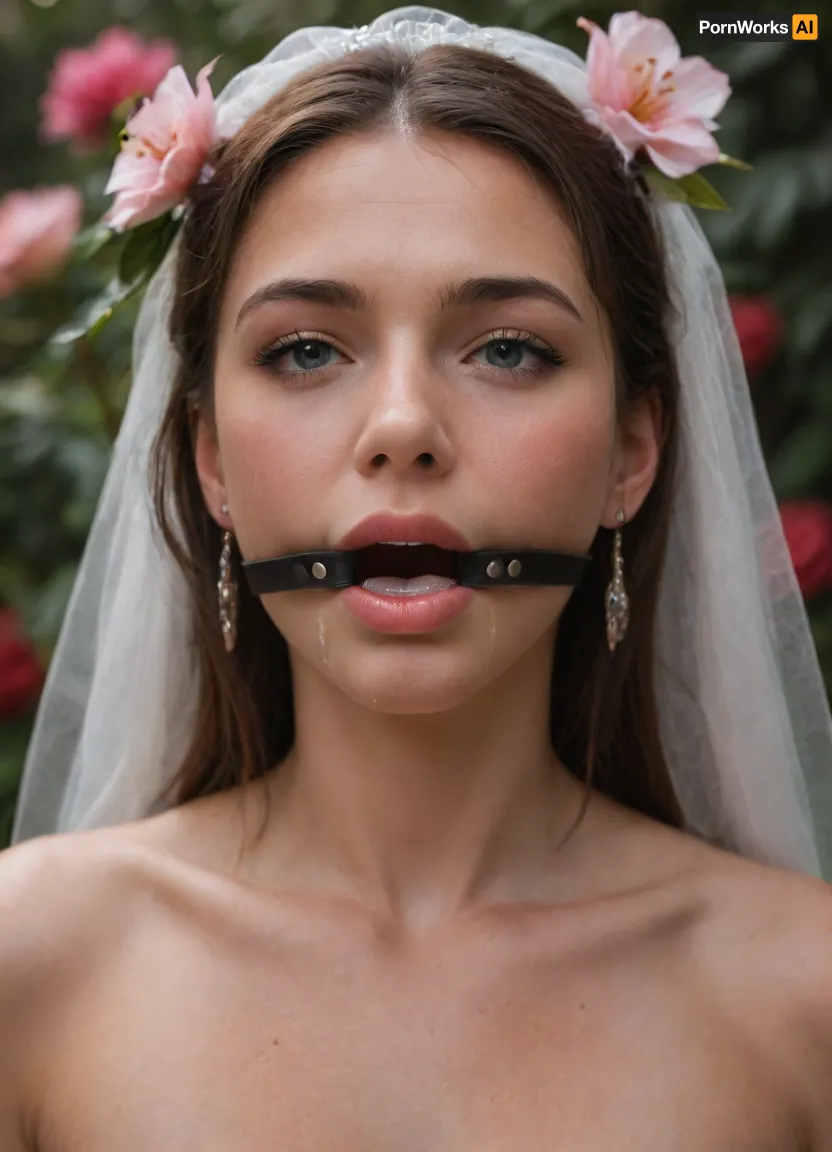 Will she say yes to her wedding with her gag ball in her mouth? - AI Porn pics
