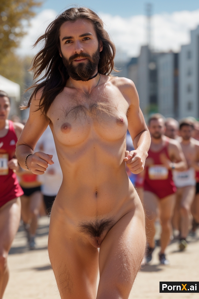 Jesus' girl runs a marathon  - AI Porn pics