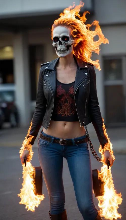 Ghost Rider's got himself a girlfriend - AI Porn pics