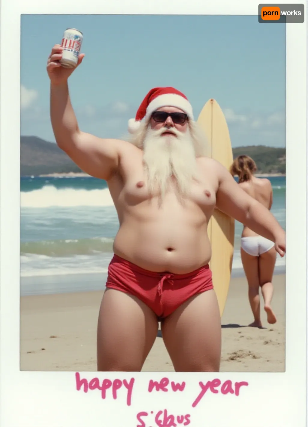 Santa Claus wishes you a happy new year.-ai_generated_porn_2994921