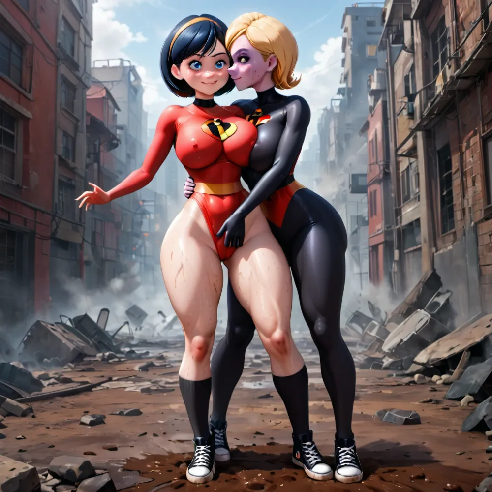 The Incredibles' mom with her girlfriend - AI Porn pics