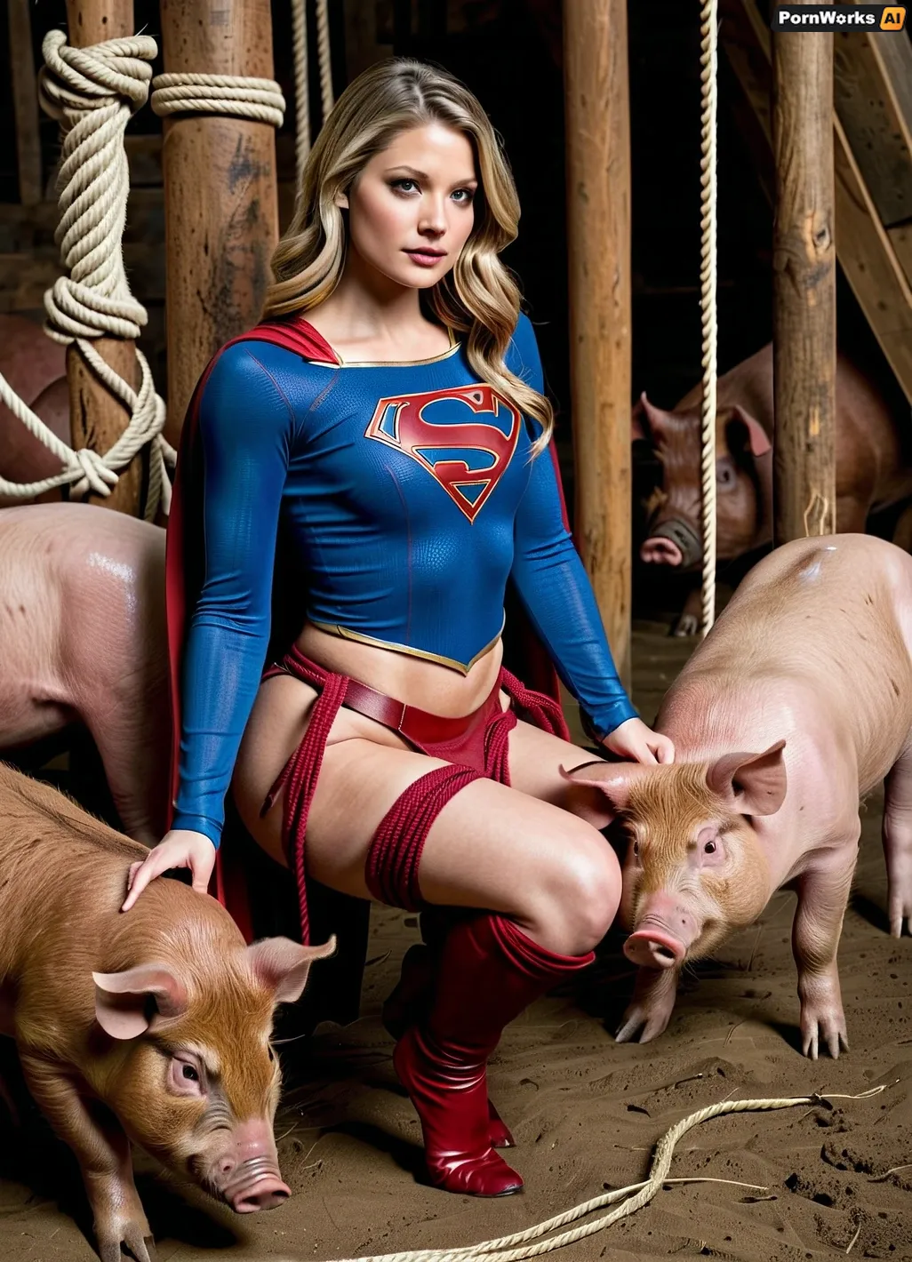 Super pig woman!-red_and_blue_costume_on_one_of_the_pigs_has_447484