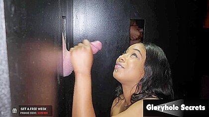 Hot Brunette Sucking And Slurping On Hard Dicks