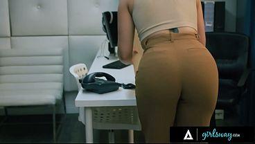 Femdom Boss Casey Calvert Straps On Her Thick Dildo And Rails Assistant Anna Claire Clouds Hard Across The Office Desk